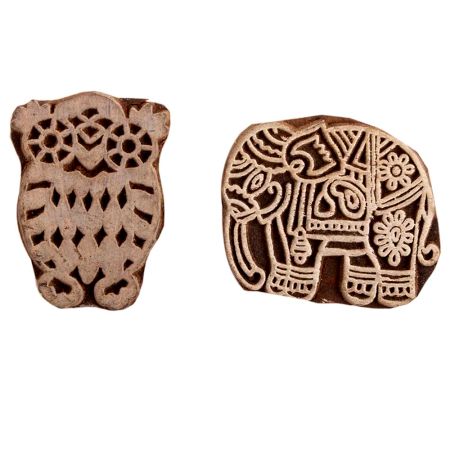Set of 2 Piece New Mix Wooden Printing Block